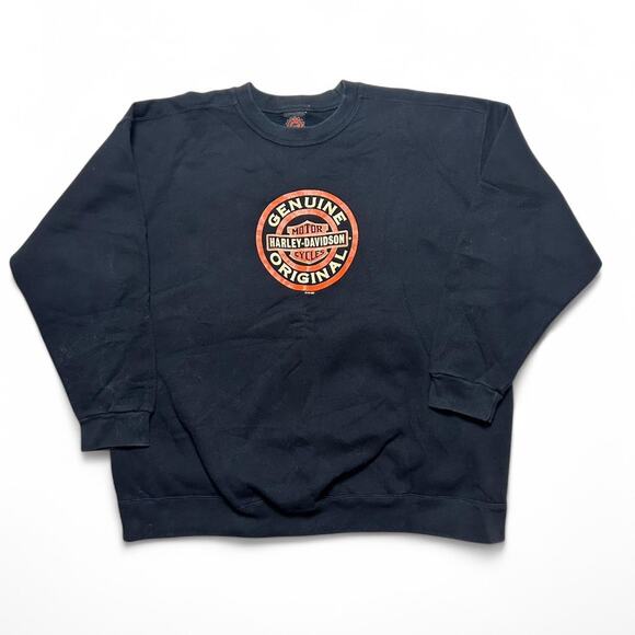 Harley Davidson Motorcycles VTG 90s USA Black Crewneck Pullover Sweatshirt XL